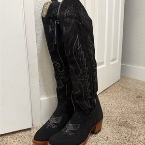 Rockem Black Over the Knee cowboy Boots